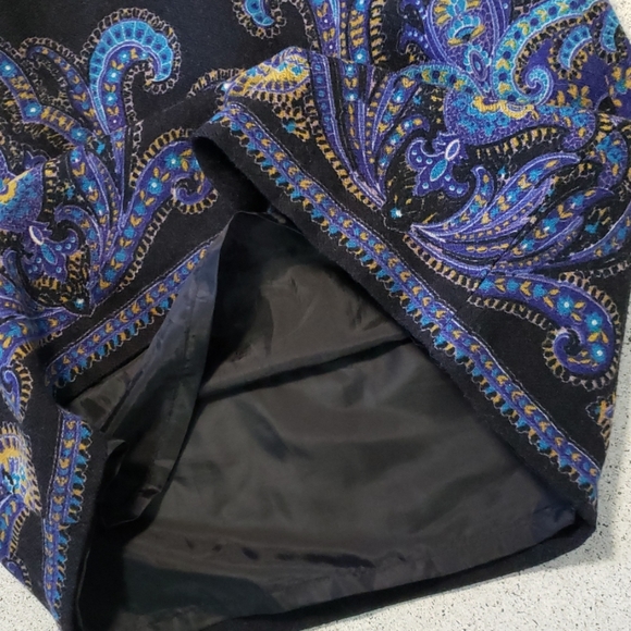 2P Lands End Wool Pencil ALine Paisley Skirt - Picture 5 of 8